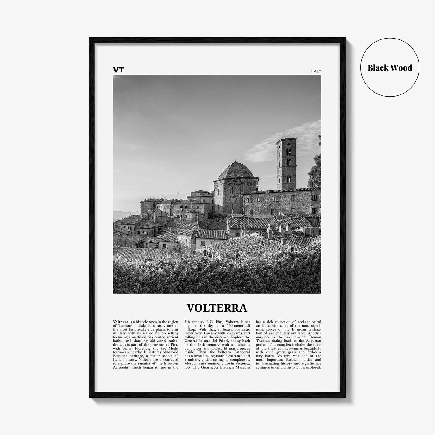 Volterra Print Black and White, Volterra Wall Art, Volterra Poster, Volterra Photo, Volterra Map, Volterra Wall Decor, Italy, Italia