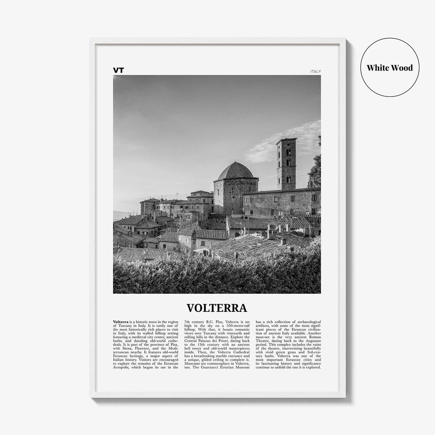 Volterra Print Black and White, Volterra Wall Art, Volterra Poster, Volterra Photo, Volterra Map, Volterra Wall Decor, Italy, Italia