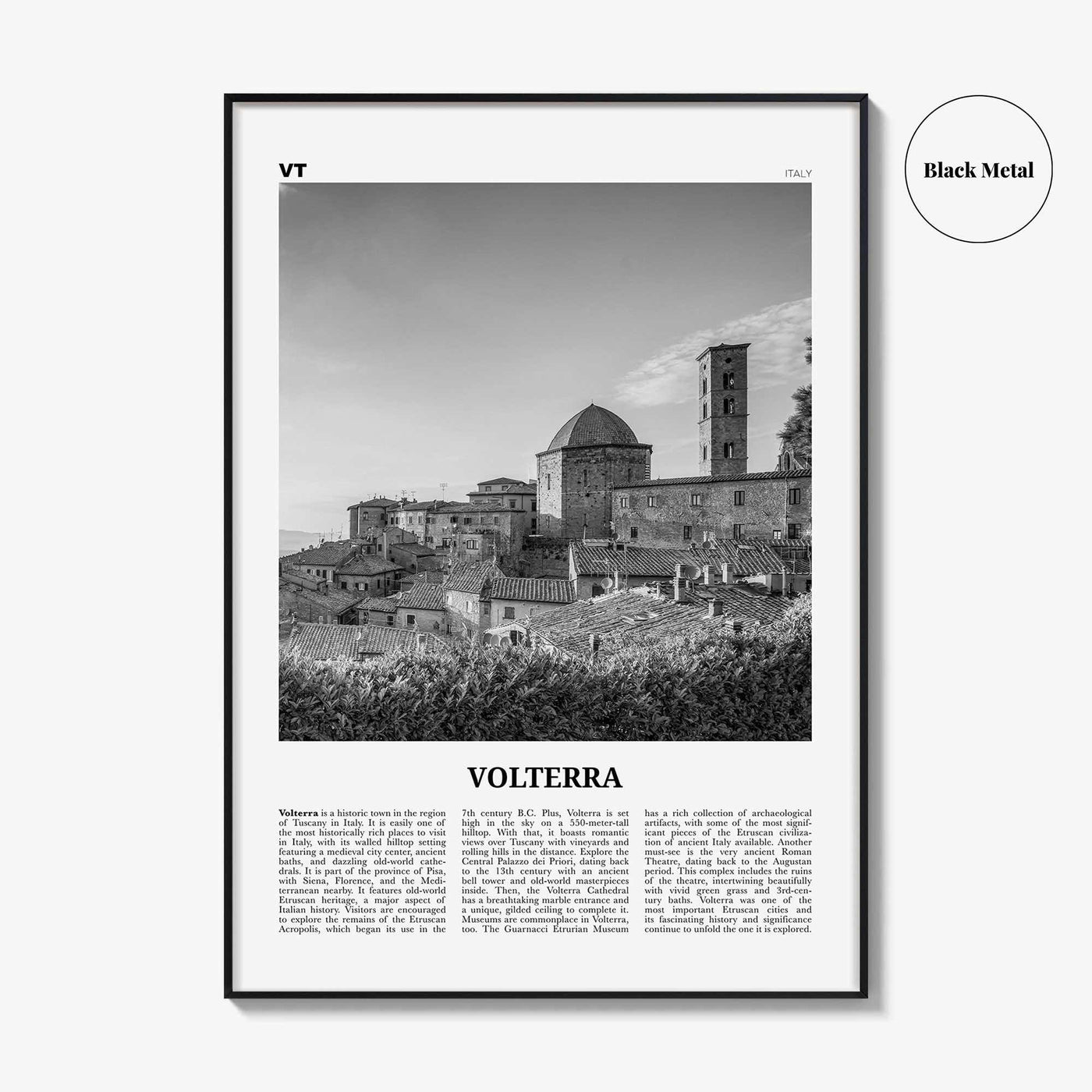 Volterra Print Black and White, Volterra Wall Art, Volterra Poster, Volterra Photo, Volterra Map, Volterra Wall Decor, Italy, Italia