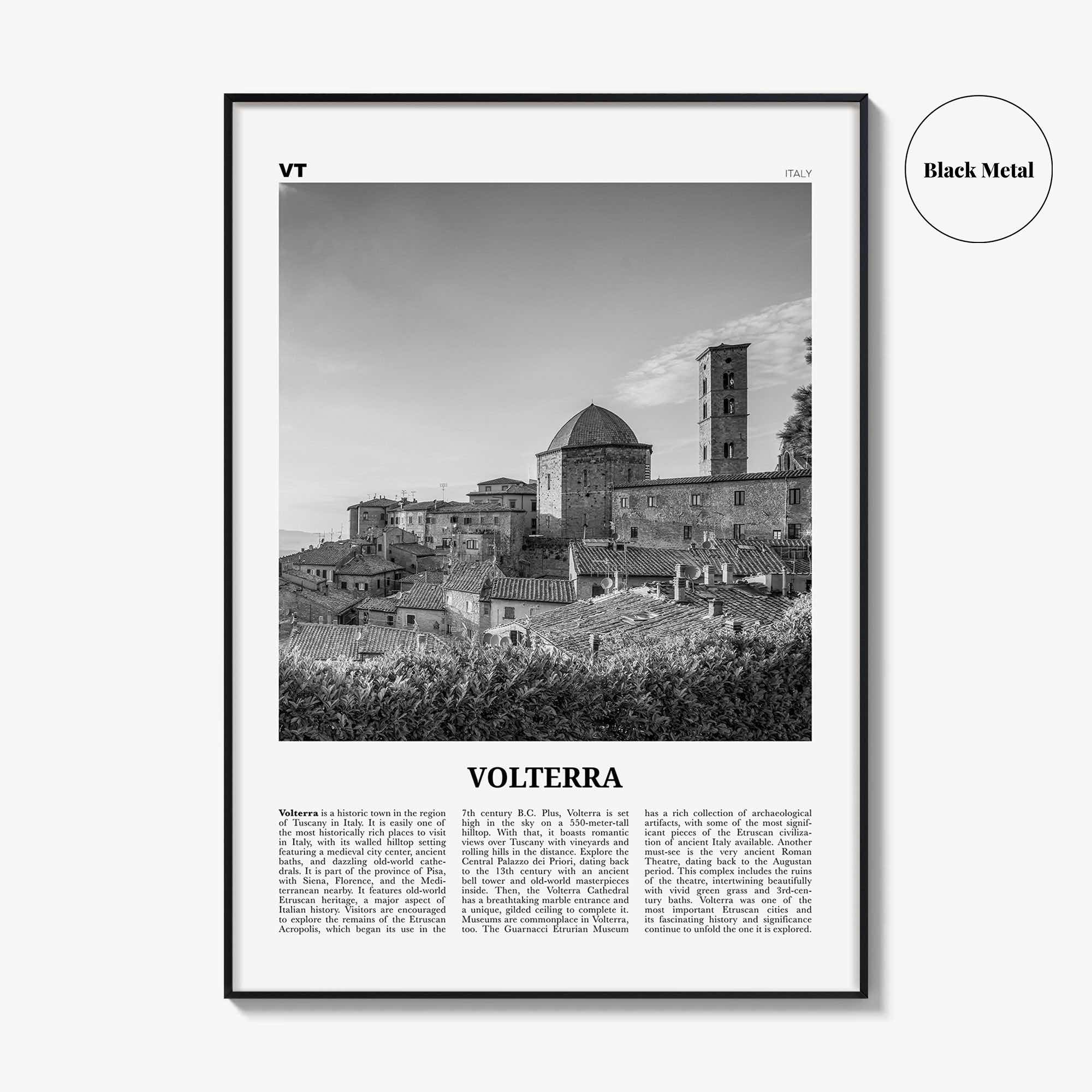Volterra Print Black and White, Volterra Wall Art, Volterra Poster, Volterra Photo, Volterra Map, Volterra Wall Decor, Italy, Italia