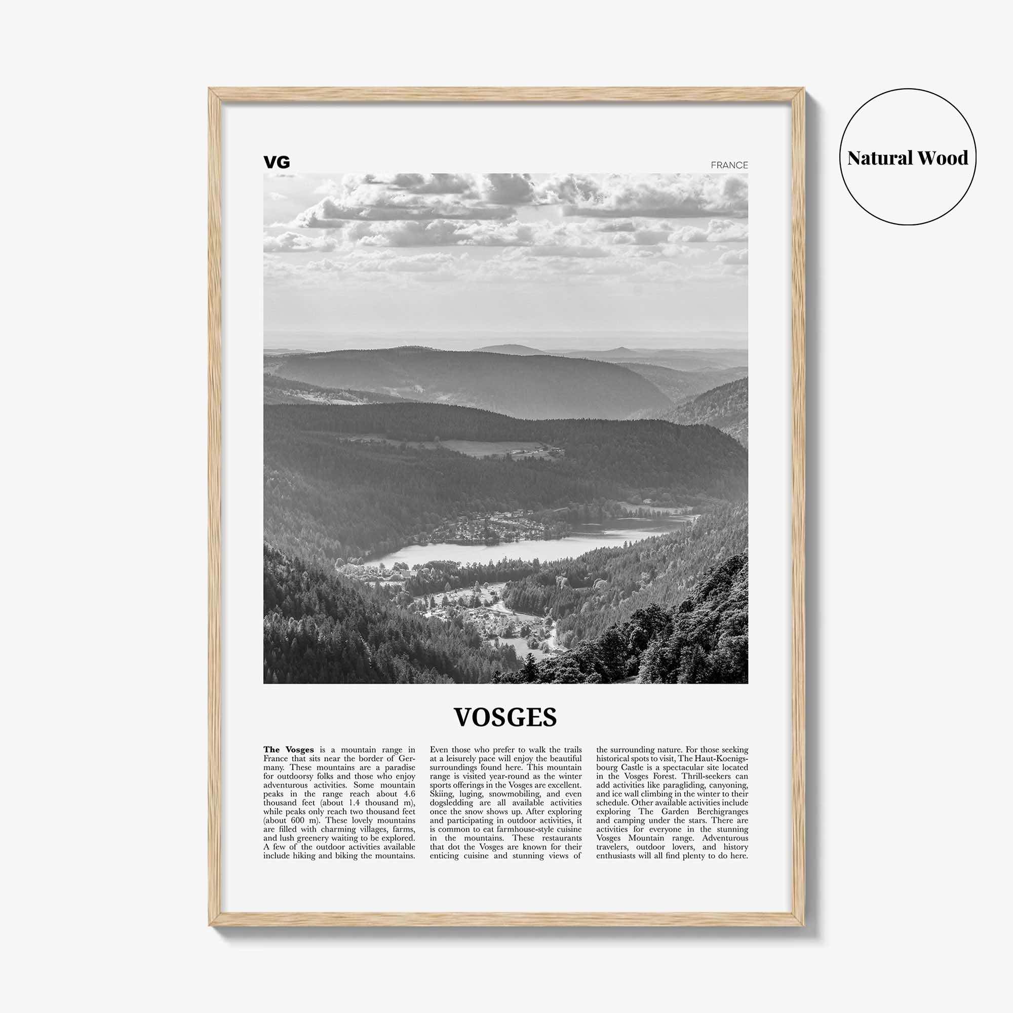 Vosges Print Black and White, Vosges Wall Art, Vosges Poster, Vosges Photo, Vosges Wall Décor, Vosges Map, France