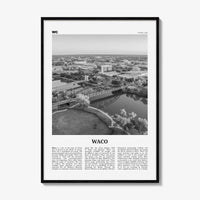 Waco Print Black and White, Waco Wall Art, Waco Poster, Waco Photo, Waco Wall Décor, Texas, USA, United States