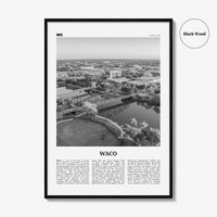 Waco Print Black and White, Waco Wall Art, Waco Poster, Waco Photo, Waco Wall Décor, Texas, USA, United States