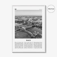 Waco Print Black and White, Waco Wall Art, Waco Poster, Waco Photo, Waco Wall Décor, Texas, USA, United States