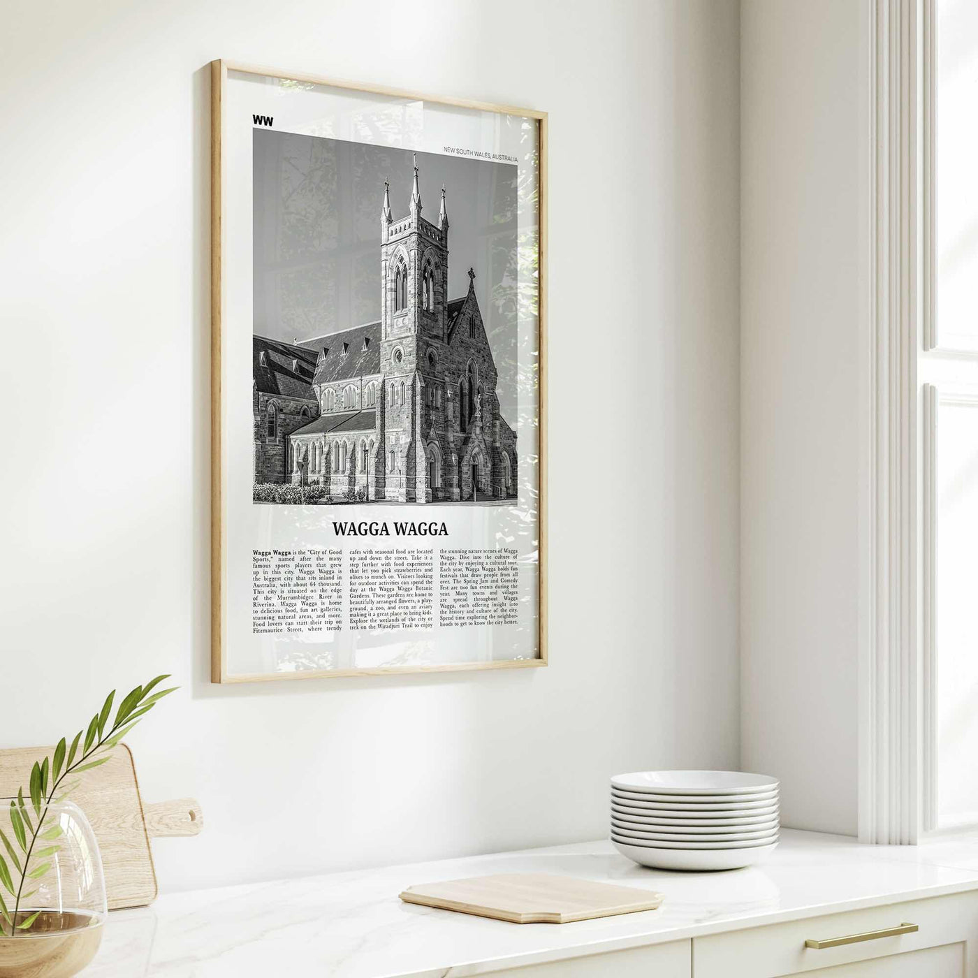 Wagga Wagga Print Black and White, Wagga Wagga Wall Art, Wagga Wagga Poster, Wagga Wagga Photo, Wagga Wagga Wall Décor, Australia