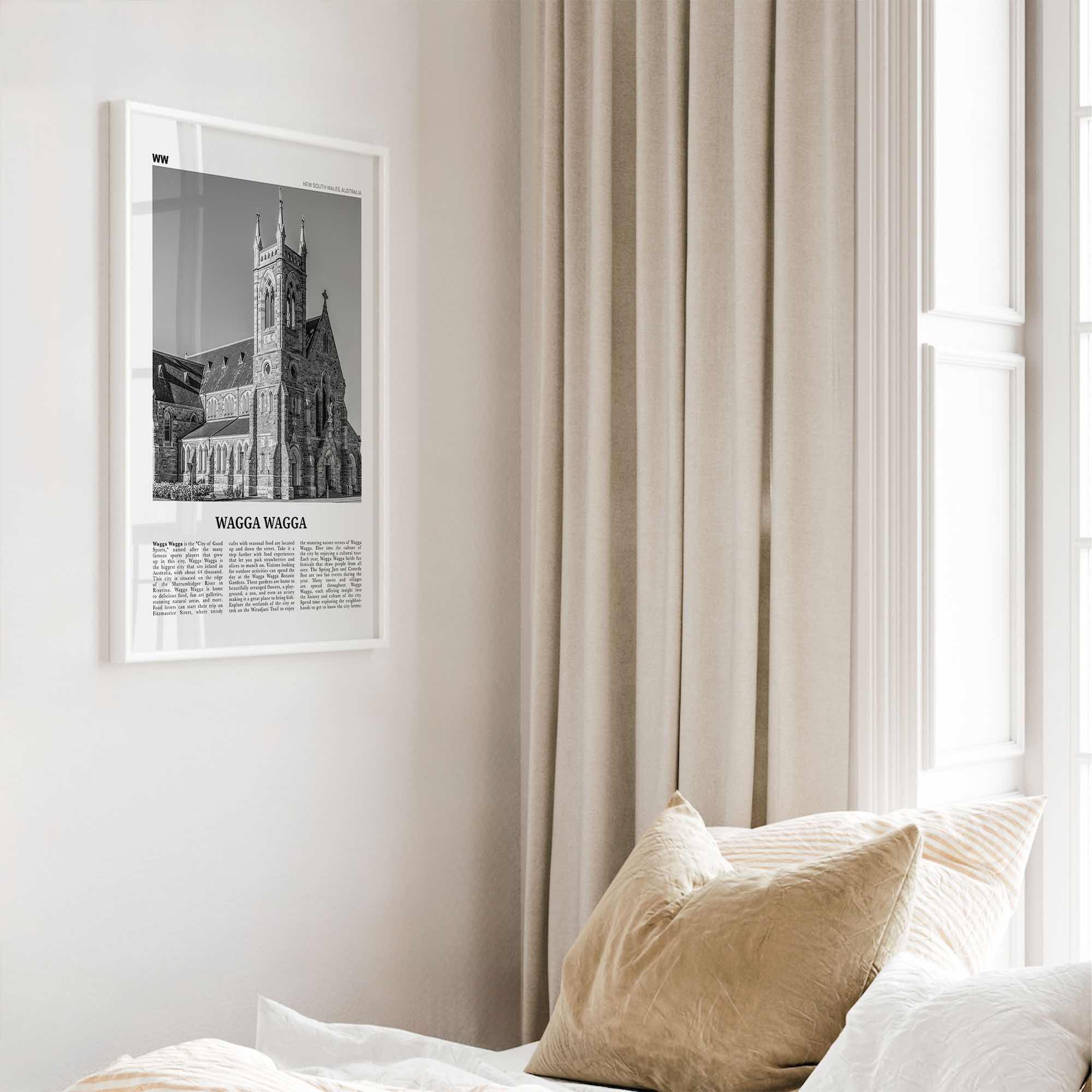 Wagga Wagga Print Black and White, Wagga Wagga Wall Art, Wagga Wagga Poster, Wagga Wagga Photo, Wagga Wagga Wall Décor, Australia