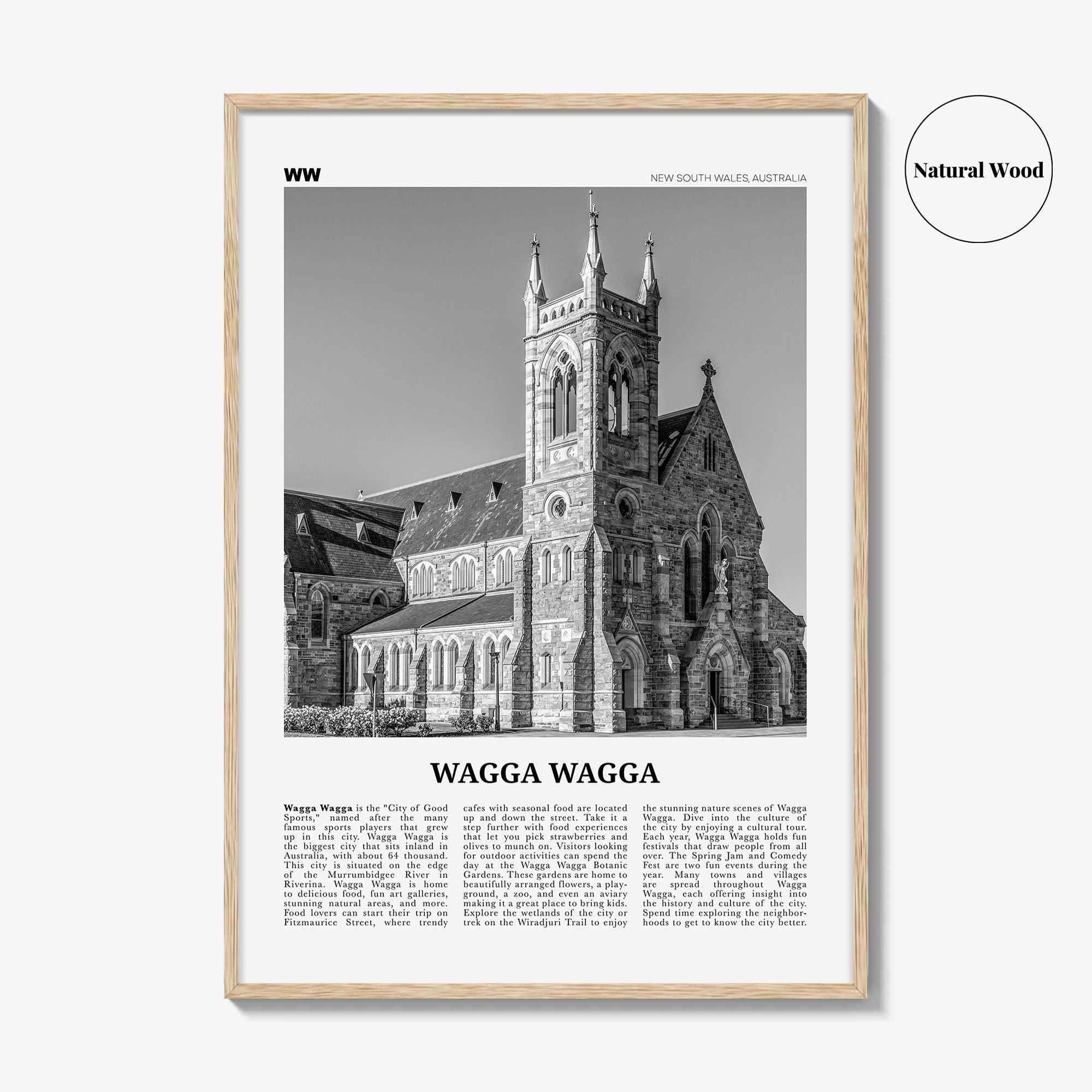 Wagga Wagga Print Black and White, Wagga Wagga Wall Art, Wagga Wagga Poster, Wagga Wagga Photo, Wagga Wagga Wall Décor, Australia