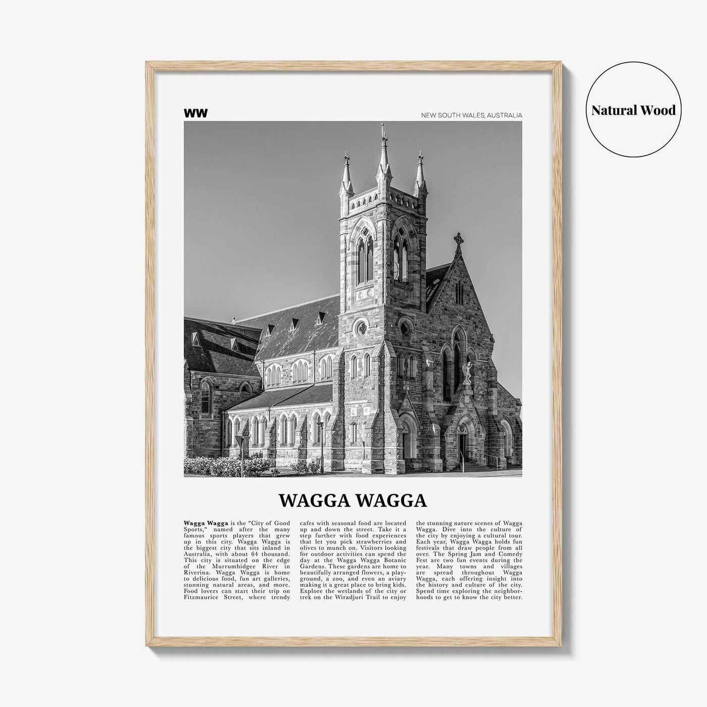 Wagga Wagga Print Black and White, Wagga Wagga Wall Art, Wagga Wagga Poster, Wagga Wagga Photo, Wagga Wagga Wall Décor, Australia