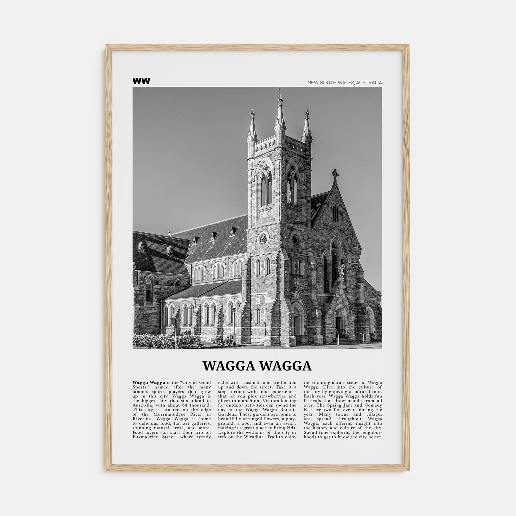Wagga Wagga Travel B&W Poster