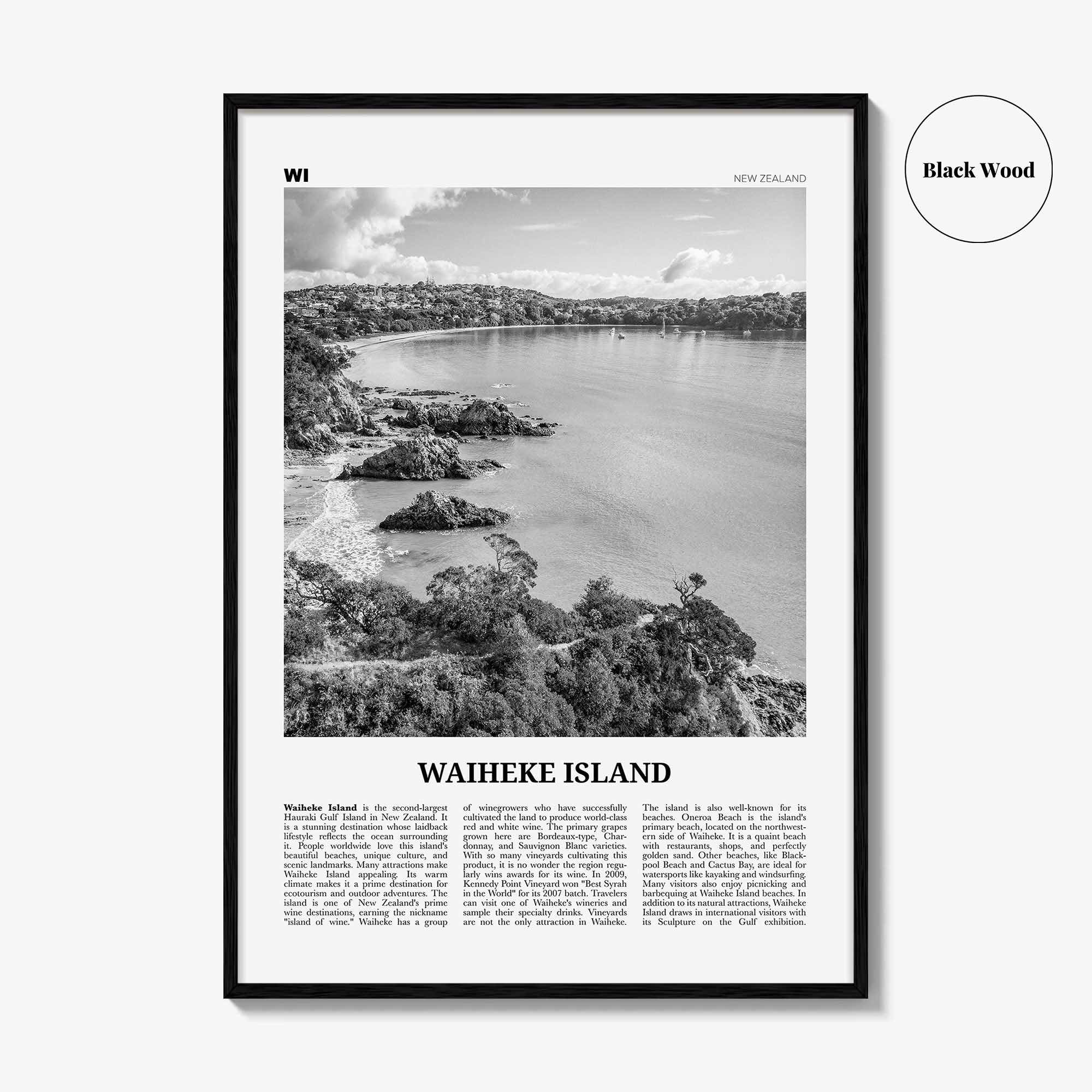 Waiheke Island Print Black and White, Waiheke Island Wall Art, Waiheke Island Poster, Waiheke Island Photo, Waiheke Island, New Zealand