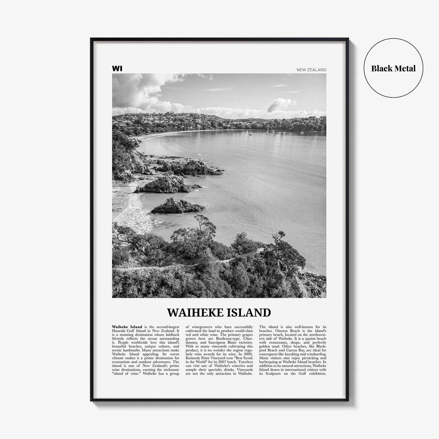 Waiheke Island Print Black and White, Waiheke Island Wall Art, Waiheke Island Poster, Waiheke Island Photo, Waiheke Island, New Zealand