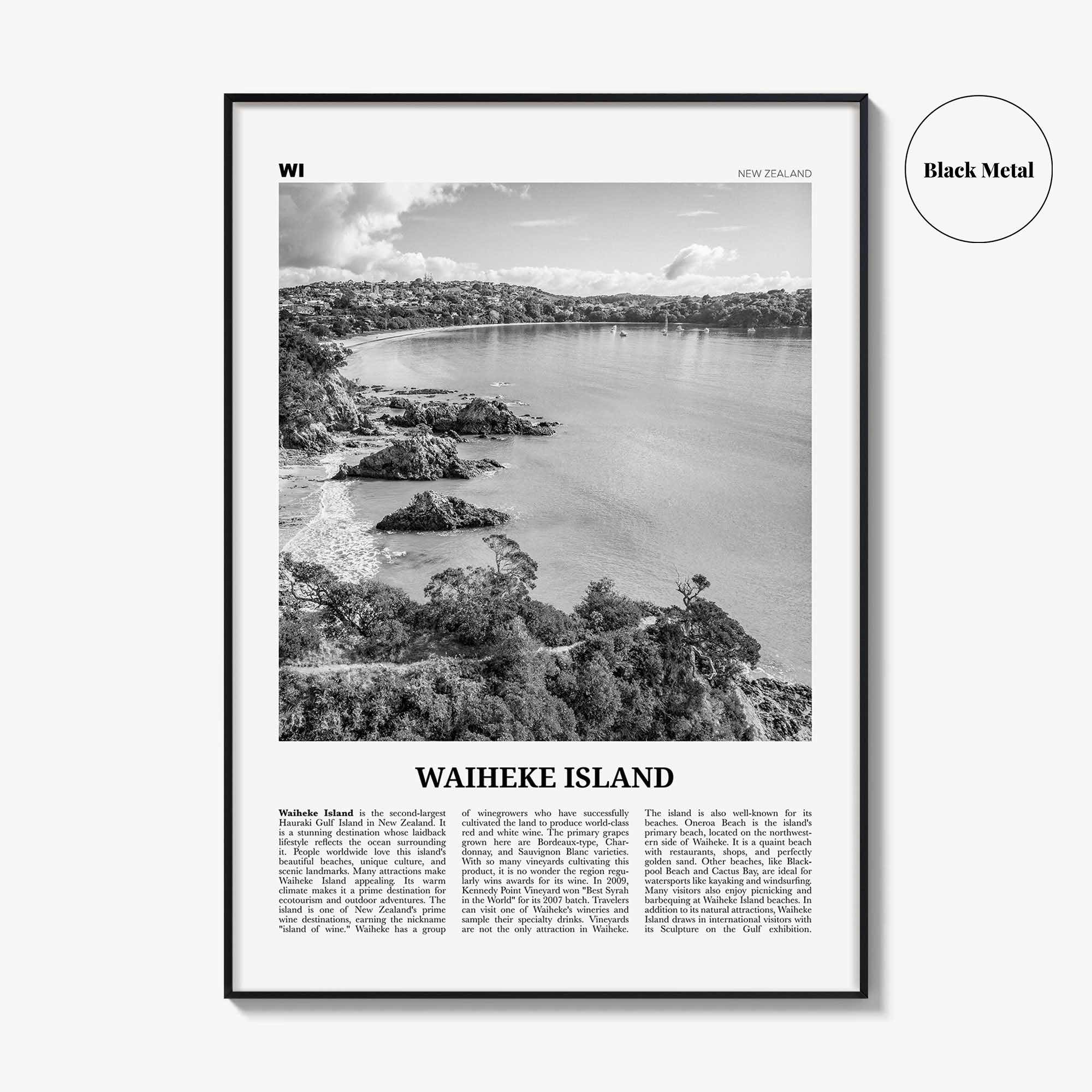 Waiheke Island Print Black and White, Waiheke Island Wall Art, Waiheke Island Poster, Waiheke Island Photo, Waiheke Island, New Zealand