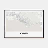 Waikiki Map Landscape Poster