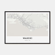 Waikiki Map Landscape Poster