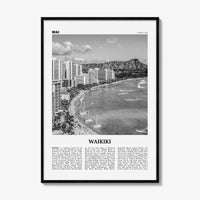 Waikiki Print Black and White, Waikiki Wall Art, Waikiki Poster, Waikiki Photo, Waikiki Decor, Honolulu, Hawaii, O'ahu Oahu North America