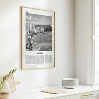 Waikiki Print Black and White, Waikiki Wall Art, Waikiki Poster, Waikiki Photo, Waikiki Decor, Honolulu, Hawaii, O'ahu Oahu North America