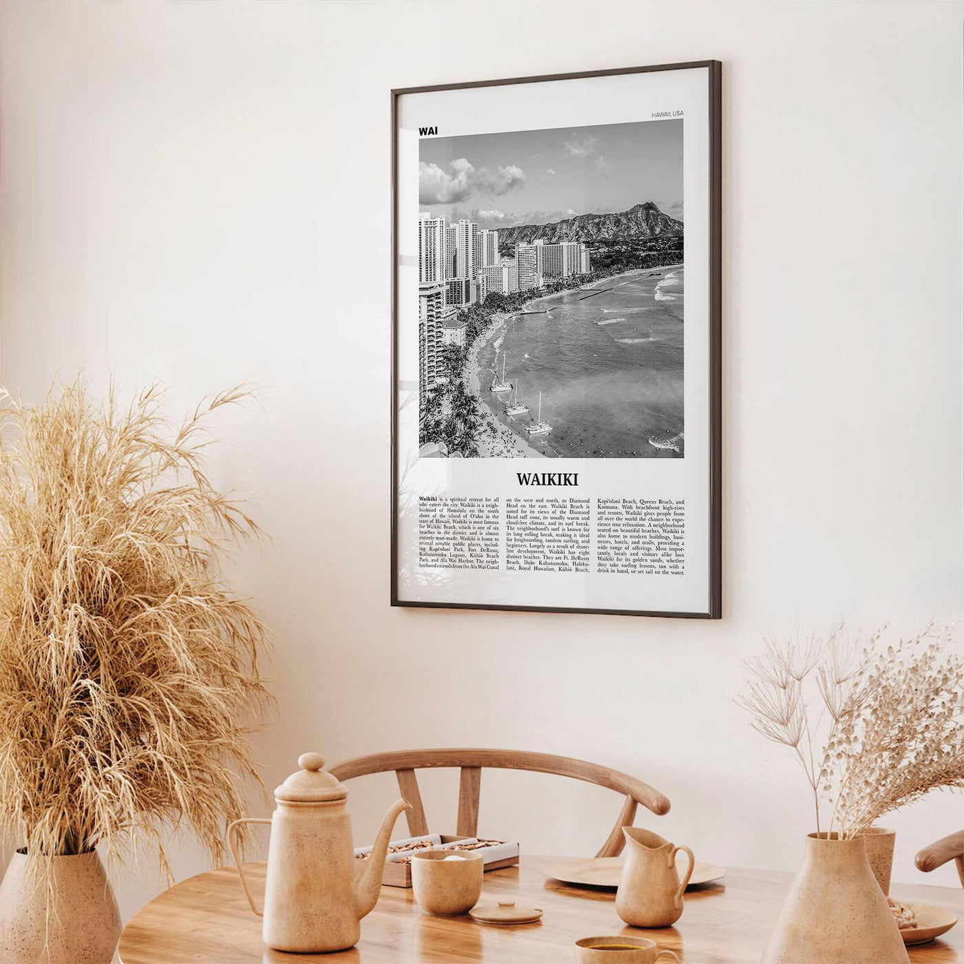 Waikiki Print Black and White, Waikiki Wall Art, Waikiki Poster, Waikiki Photo, Waikiki Decor, Honolulu, Hawaii, O'ahu Oahu North America