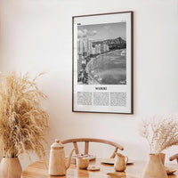 Waikiki Print Black and White, Waikiki Wall Art, Waikiki Poster, Waikiki Photo, Waikiki Decor, Honolulu, Hawaii, O'ahu Oahu North America