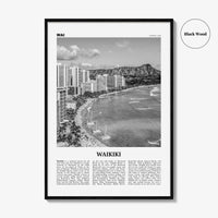 Waikiki Print Black and White, Waikiki Wall Art, Waikiki Poster, Waikiki Photo, Waikiki Decor, Honolulu, Hawaii, O'ahu Oahu North America