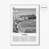 Waikiki Print Black and White, Waikiki Wall Art, Waikiki Poster, Waikiki Photo, Waikiki Decor, Honolulu, Hawaii, O'ahu Oahu North America