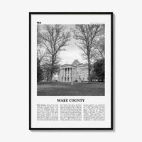 Wake County Print Black and White, Wake County Wall Art, Wake County Poster, Wake County Photo, Wake County Wall Décor, Wake County Map