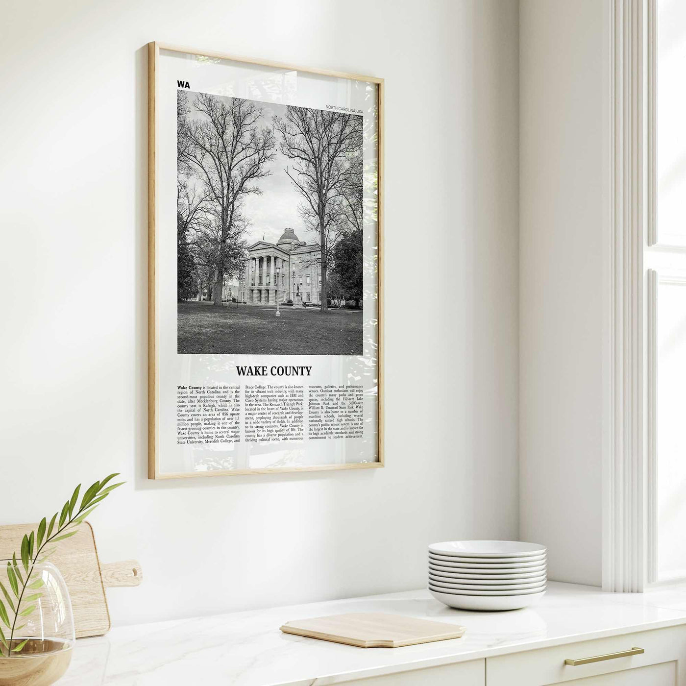 Wake County Print Black and White, Wake County Wall Art, Wake County Poster, Wake County Photo, Wake County Wall Décor, Wake County Map
