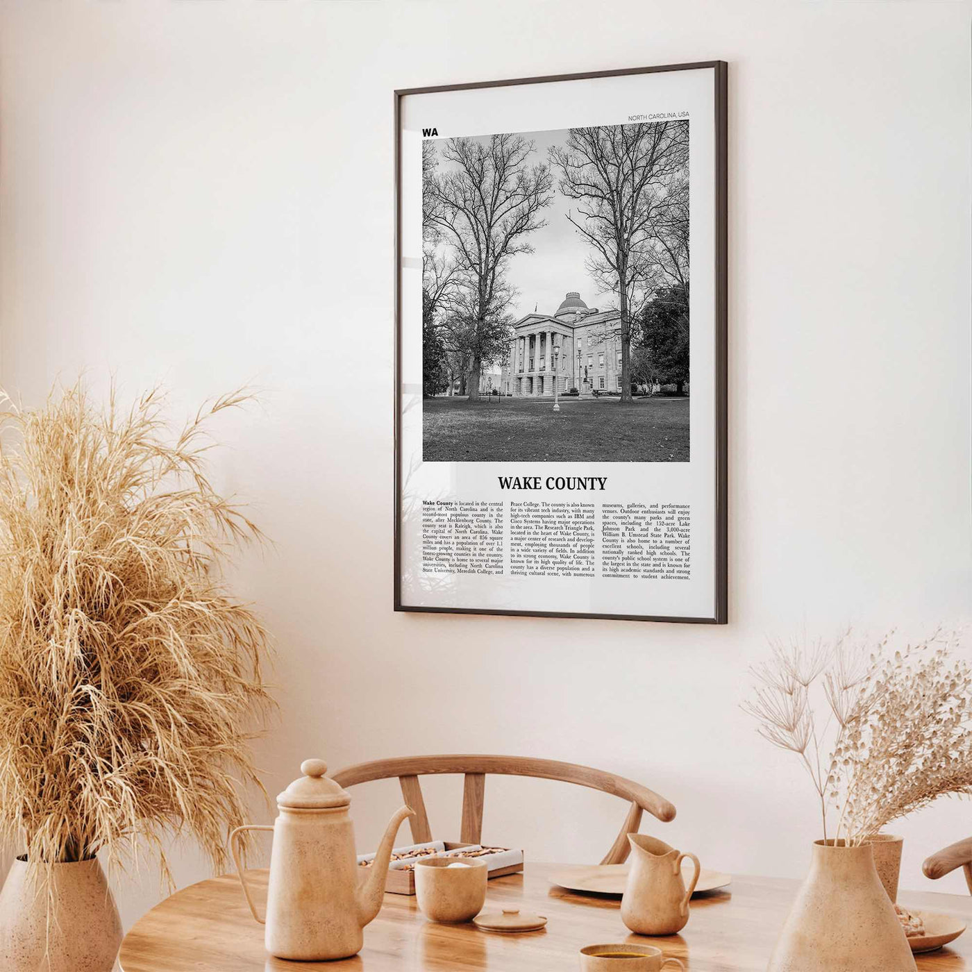Wake County Print Black and White, Wake County Wall Art, Wake County Poster, Wake County Photo, Wake County Wall Décor, Wake County Map