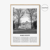 Wake County Print Black and White, Wake County Wall Art, Wake County Poster, Wake County Photo, Wake County Wall Décor, Wake County Map