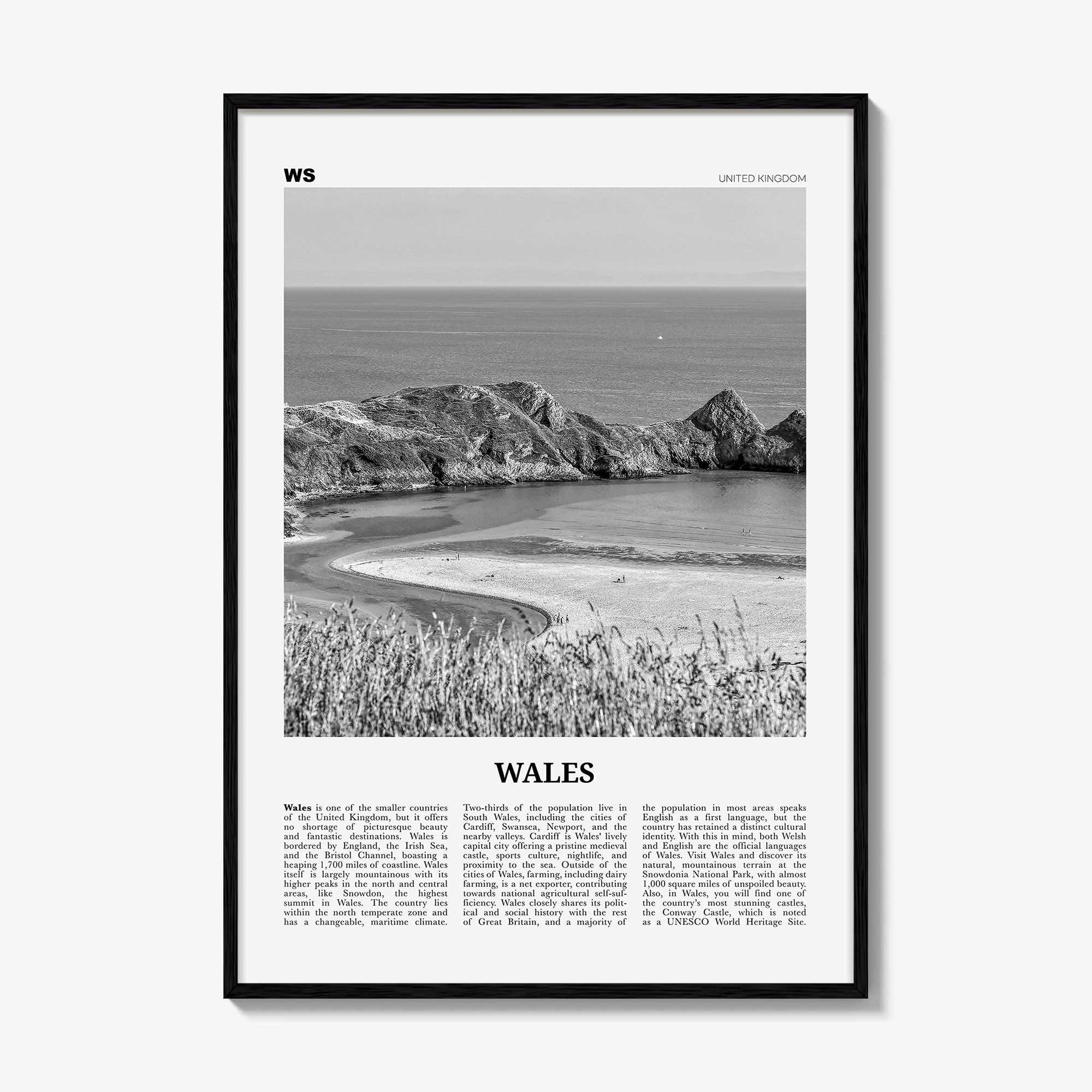 Wales Print Black and White, Wales Wall Art, Wales Poster, Wales Photo, UK, United Kingdom, Britain, Cardiff, Swansea, Europe