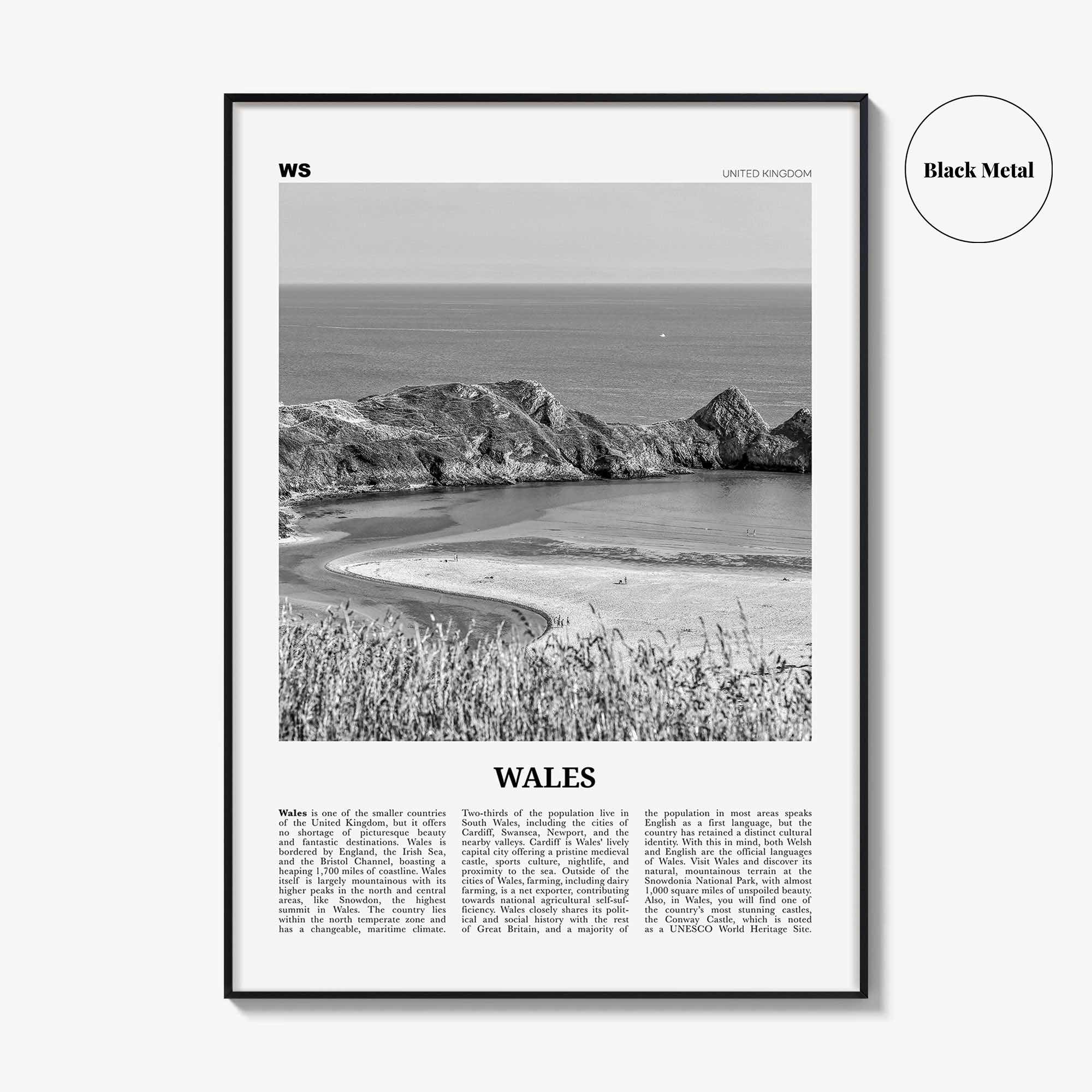 Wales Print Black and White, Wales Wall Art, Wales Poster, Wales Photo, UK, United Kingdom, Britain, Cardiff, Swansea, Europe