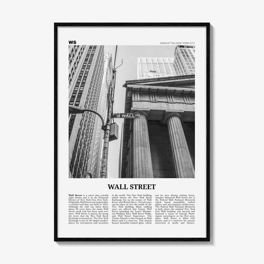 Wall Street Print Black and White, Wall Street Wall Art, Wall Street Poster, Wall Street Photo, Wall Street Décor, Manhattan, New York, USA