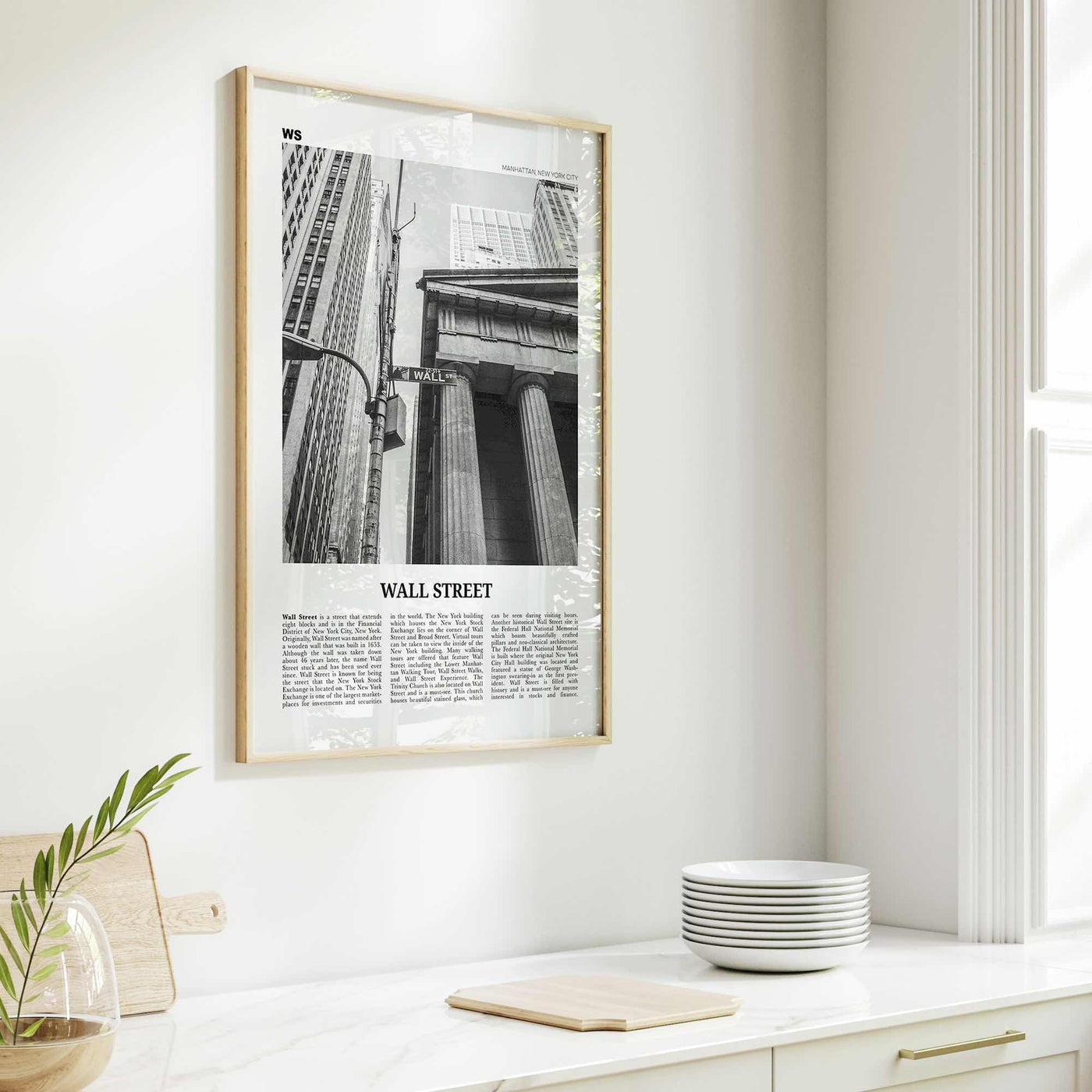 Wall Street Print Black and White, Wall Street Wall Art, Wall Street Poster, Wall Street Photo, Wall Street Décor, Manhattan, New York, USA