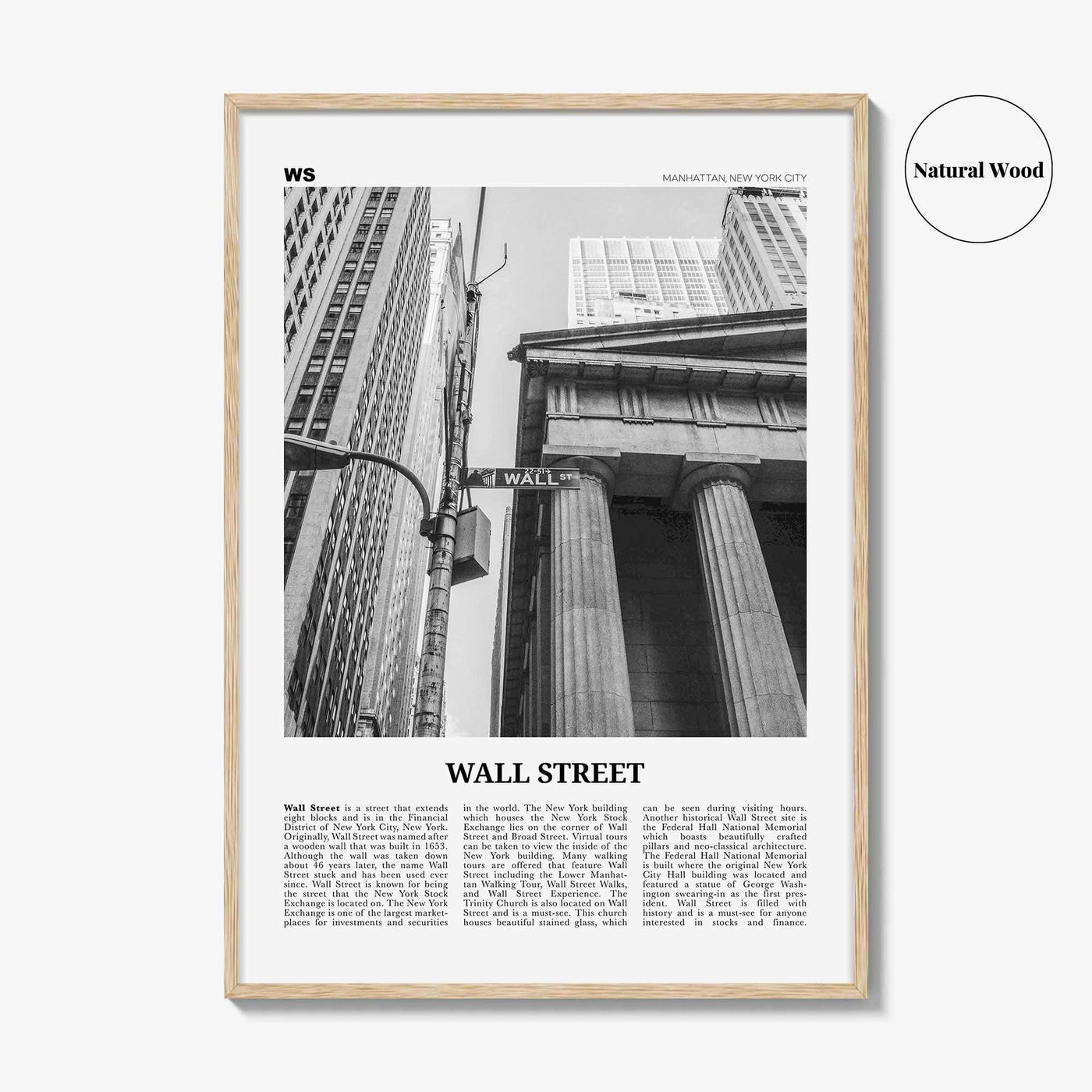 Wall Street Print Black and White, Wall Street Wall Art, Wall Street Poster, Wall Street Photo, Wall Street Décor, Manhattan, New York, USA