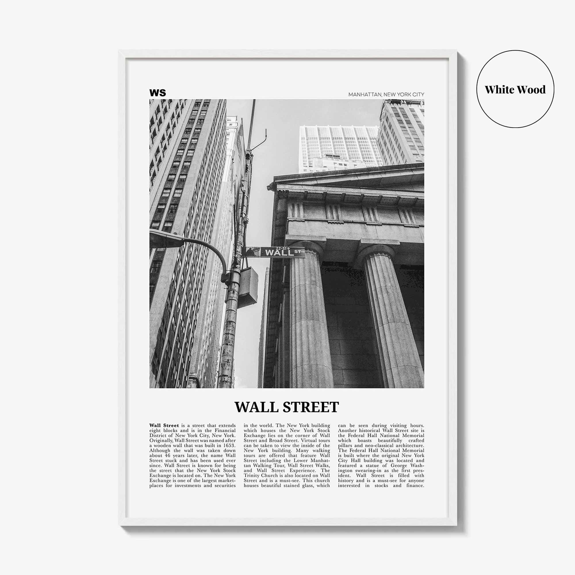 Wall Street Print Black and White, Wall Street Wall Art, Wall Street Poster, Wall Street Photo, Wall Street Décor, Manhattan, New York, USA