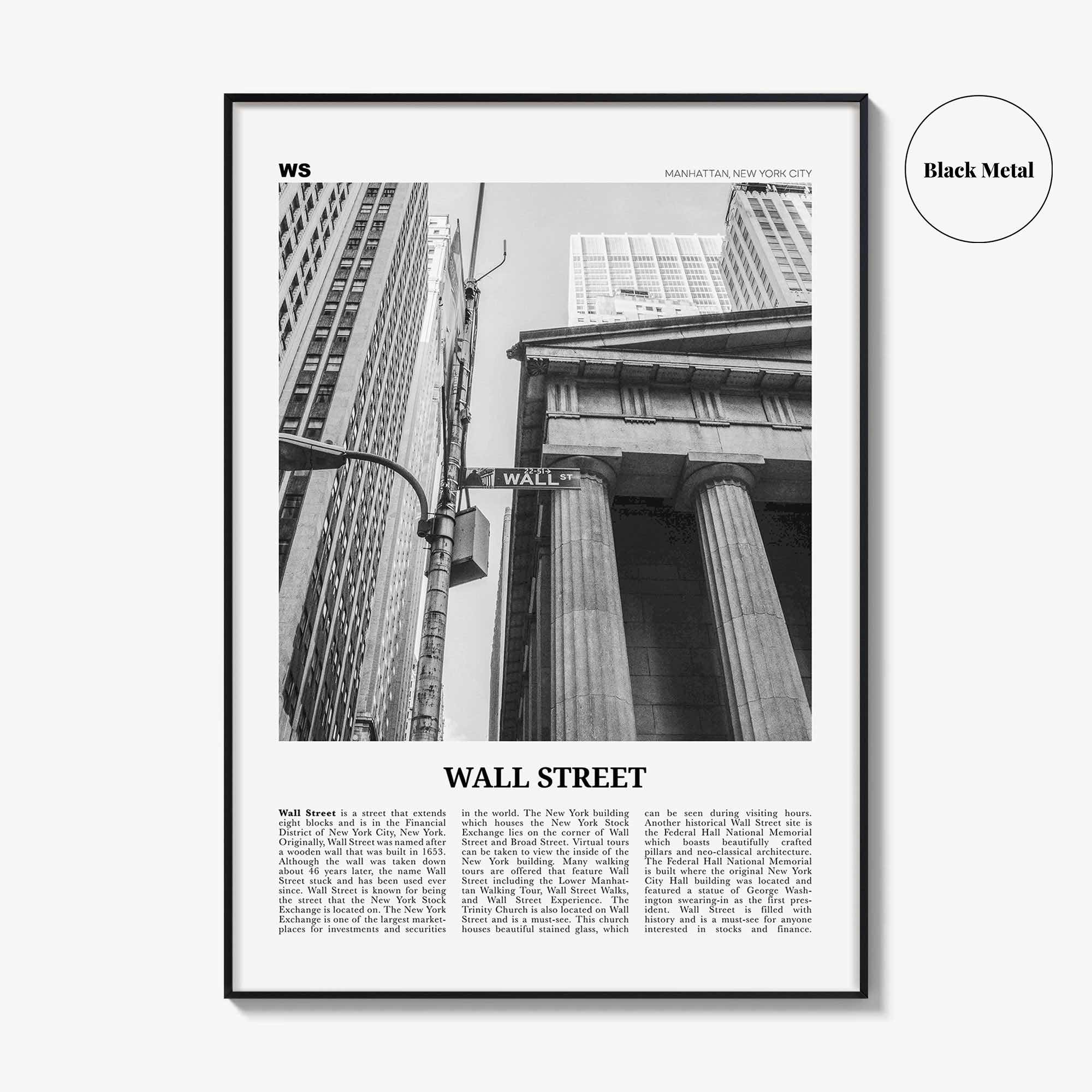 Wall Street Print Black and White, Wall Street Wall Art, Wall Street Poster, Wall Street Photo, Wall Street Décor, Manhattan, New York, USA