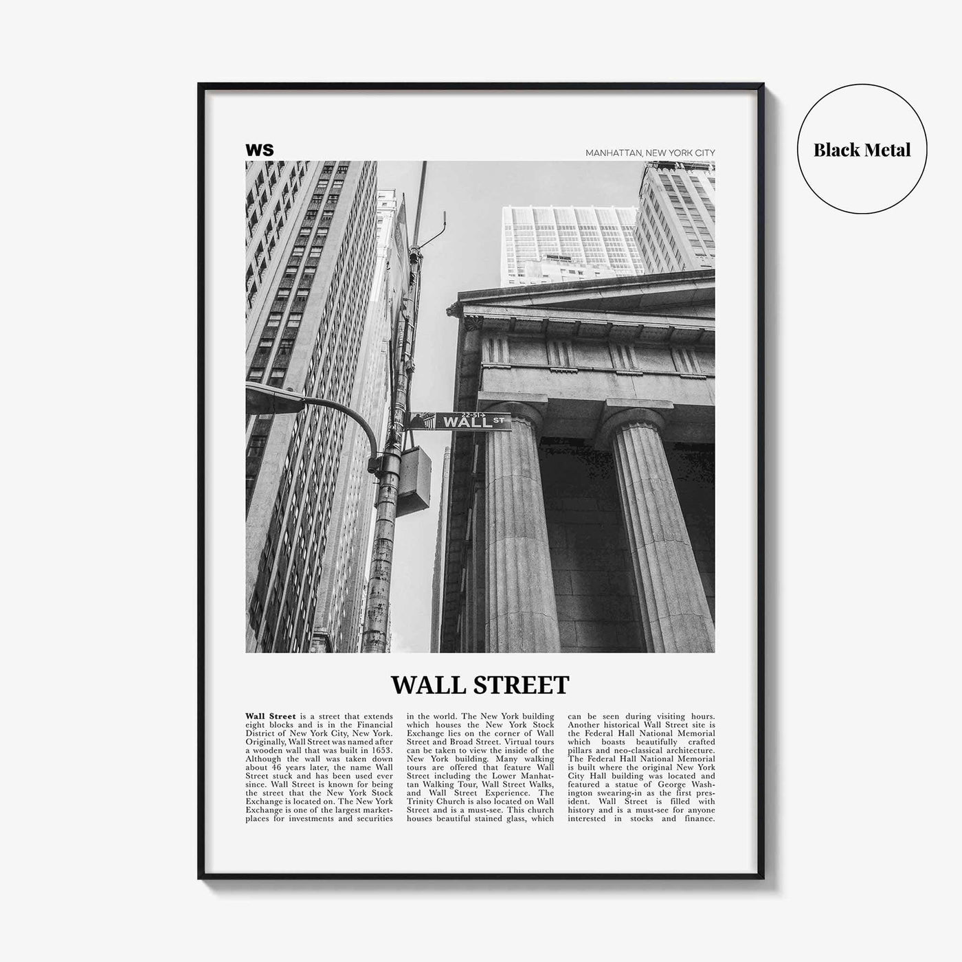 Wall Street Print Black and White, Wall Street Wall Art, Wall Street Poster, Wall Street Photo, Wall Street Décor, Manhattan, New York, USA