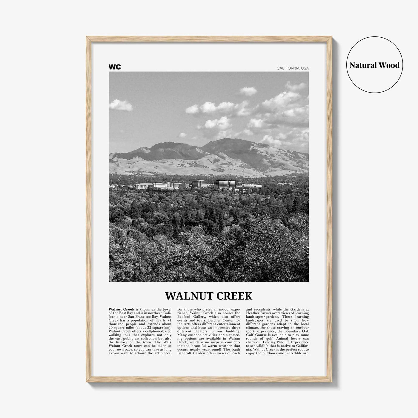 Walnut Creek Print Black and White, Walnut Creek Wall Art, Walnut Creek Poster, Walnut Creek Photo, Walnut Creek Wall Décor, California, USA