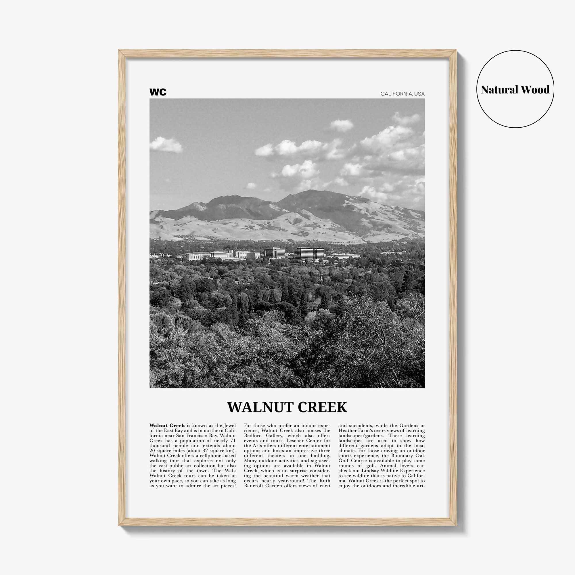 Walnut Creek Print Black and White, Walnut Creek Wall Art, Walnut Creek Poster, Walnut Creek Photo, Walnut Creek Wall Décor, California, USA