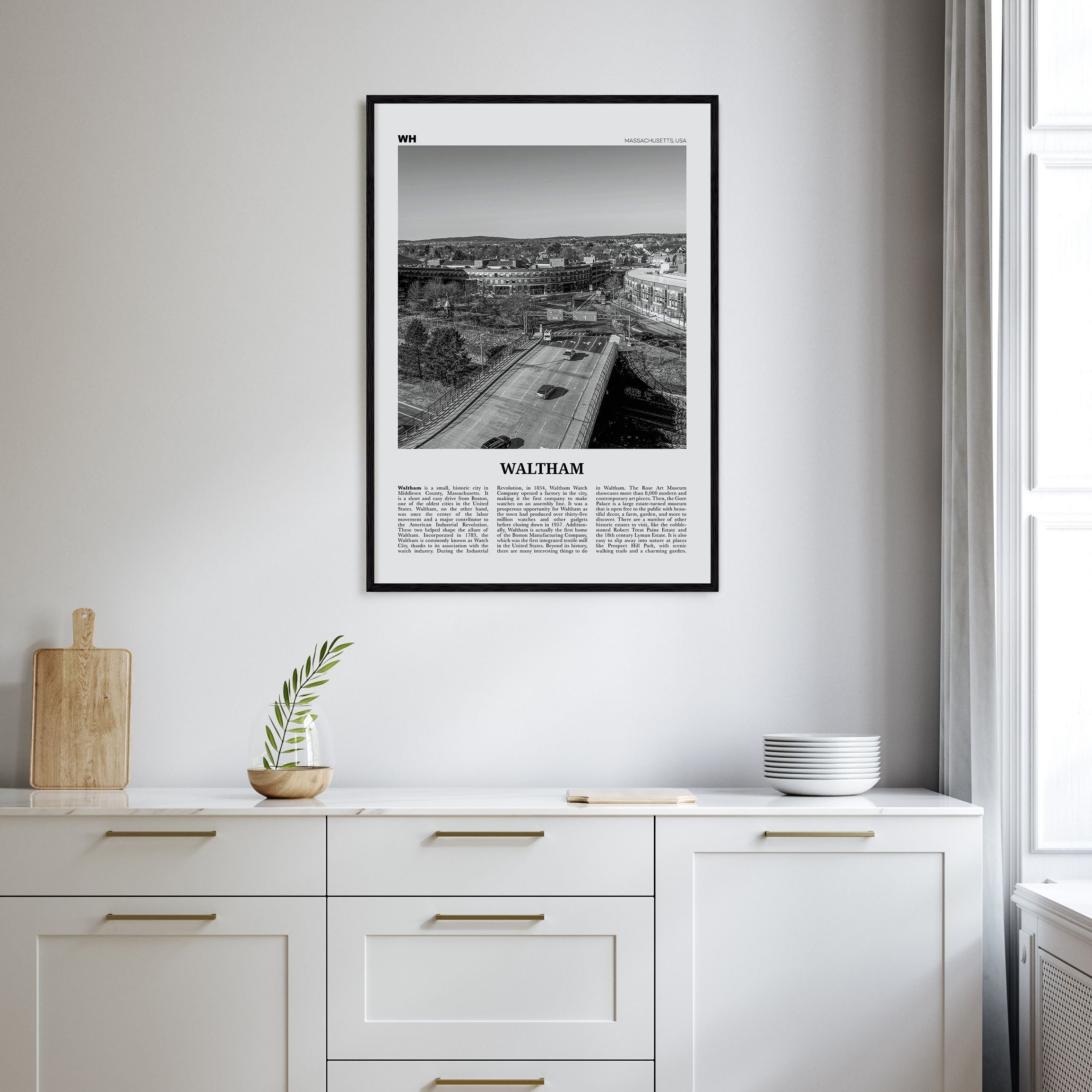 Waltham Travel B&W Poster