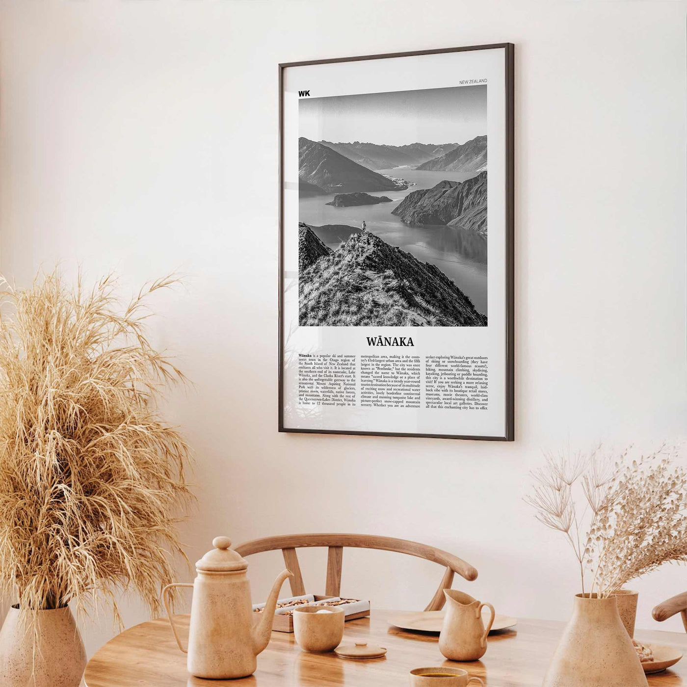 Wanaka Print Black and White, Wanaka Wall Art, Wanaka Poster, Wanaka Photo, Wanaka Wall Décor,