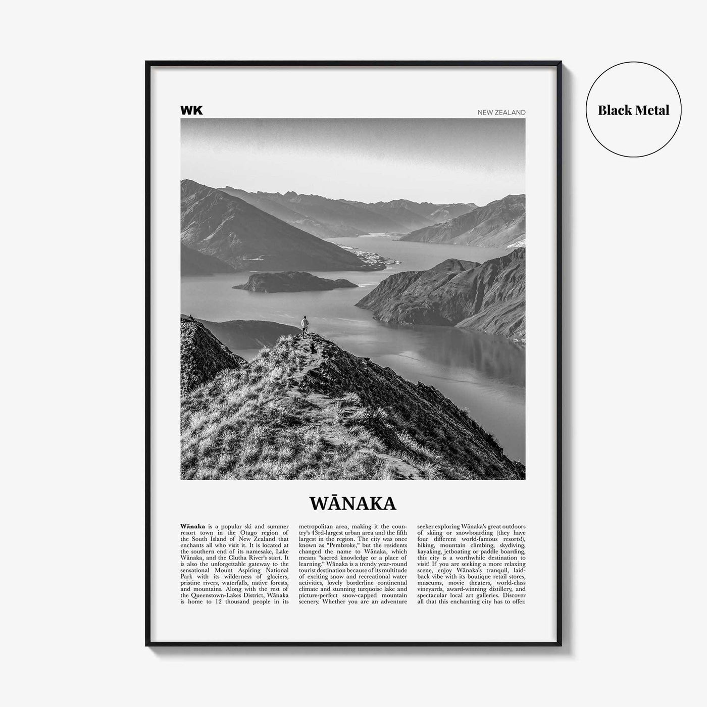 Wanaka Print Black and White, Wanaka Wall Art, Wanaka Poster, Wanaka Photo, Wanaka Wall Décor,