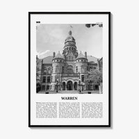 Warren Print Black and White, Warren Wall Art, Warren Poster, Warren Photo, Warren Wall Décor, Warren Map, Ohio, USA