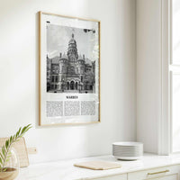 Warren Print Black and White, Warren Wall Art, Warren Poster, Warren Photo, Warren Wall Décor, Warren Map, Ohio, USA