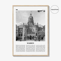 Warren Print Black and White, Warren Wall Art, Warren Poster, Warren Photo, Warren Wall Décor, Warren Map, Ohio, USA