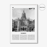 Warren Print Black and White, Warren Wall Art, Warren Poster, Warren Photo, Warren Wall Décor, Warren Map, Ohio, USA