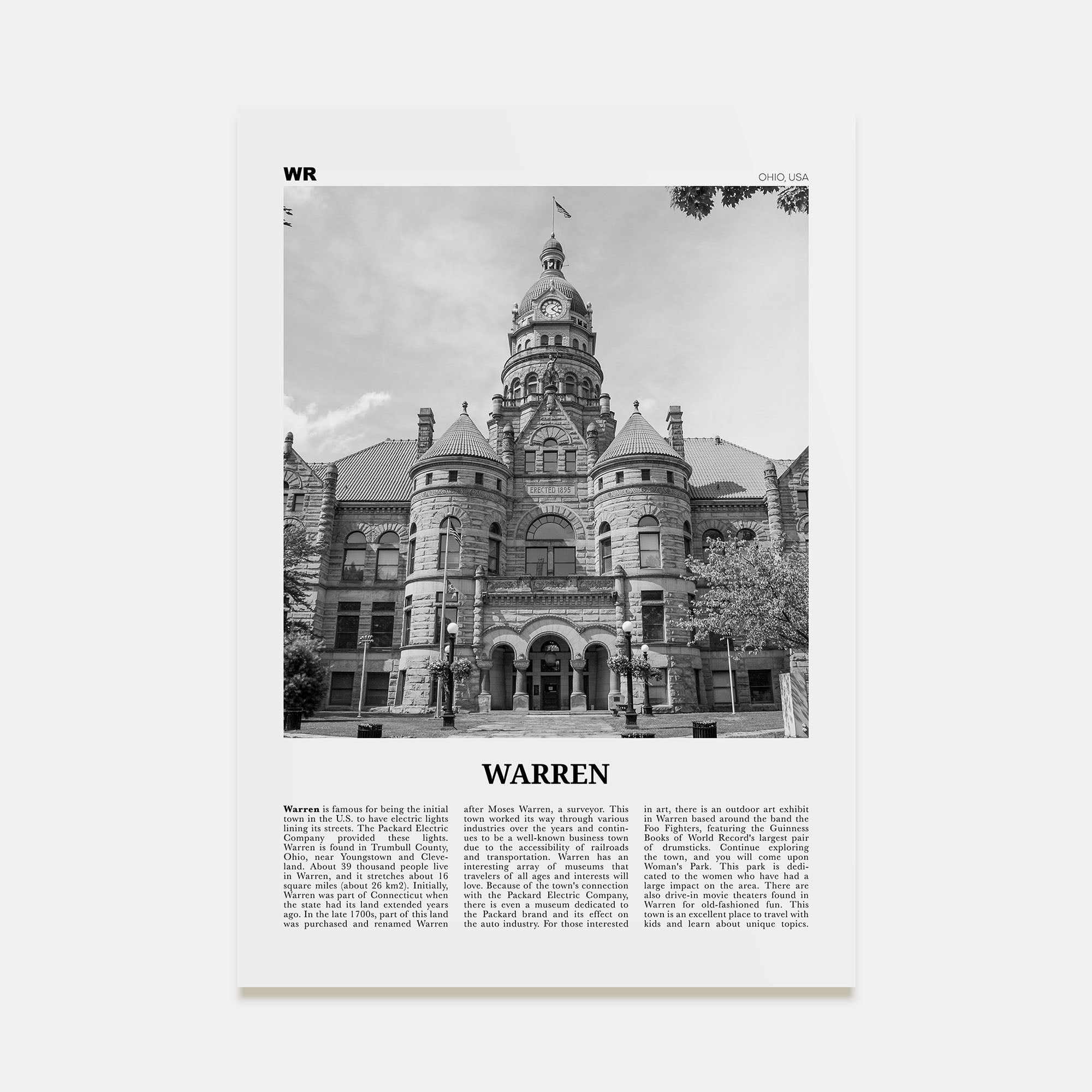 Warren Travel B&W Poster