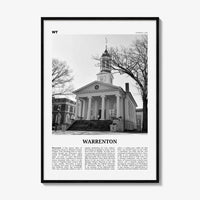 Warrenton Print Black and White, Warrenton Wall Art, Warrenton Poster, Warrenton Photo, Warrenton Wall Décor, Warrenton Map, Virginia, USA