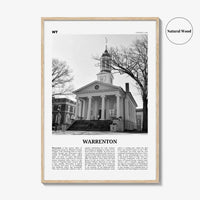 Warrenton Print Black and White, Warrenton Wall Art, Warrenton Poster, Warrenton Photo, Warrenton Wall Décor, Warrenton Map, Virginia, USA