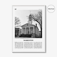 Warrenton Print Black and White, Warrenton Wall Art, Warrenton Poster, Warrenton Photo, Warrenton Wall Décor, Warrenton Map, Virginia, USA