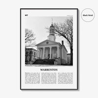 Warrenton Print Black and White, Warrenton Wall Art, Warrenton Poster, Warrenton Photo, Warrenton Wall Décor, Warrenton Map, Virginia, USA